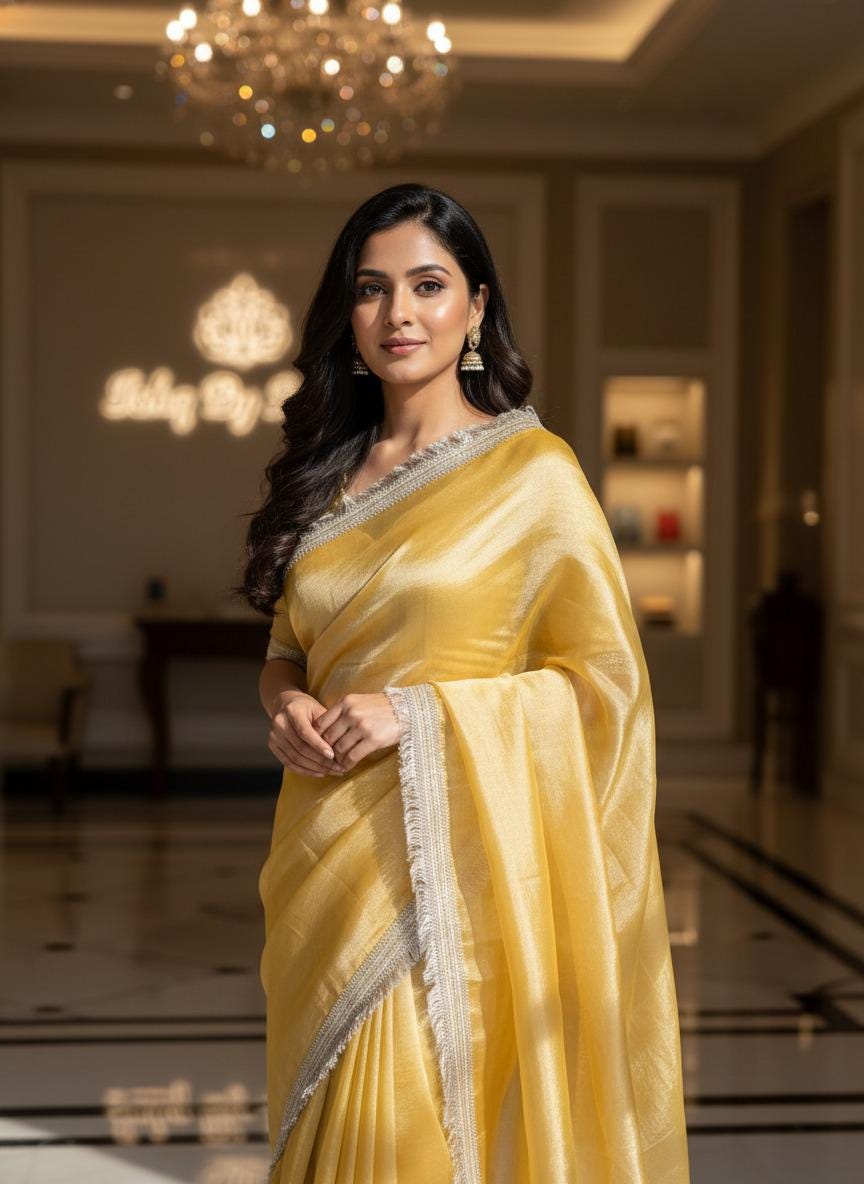 Yellow Tissue Banarasi Saree – Handwoven Elegance | Ishq by Isha
