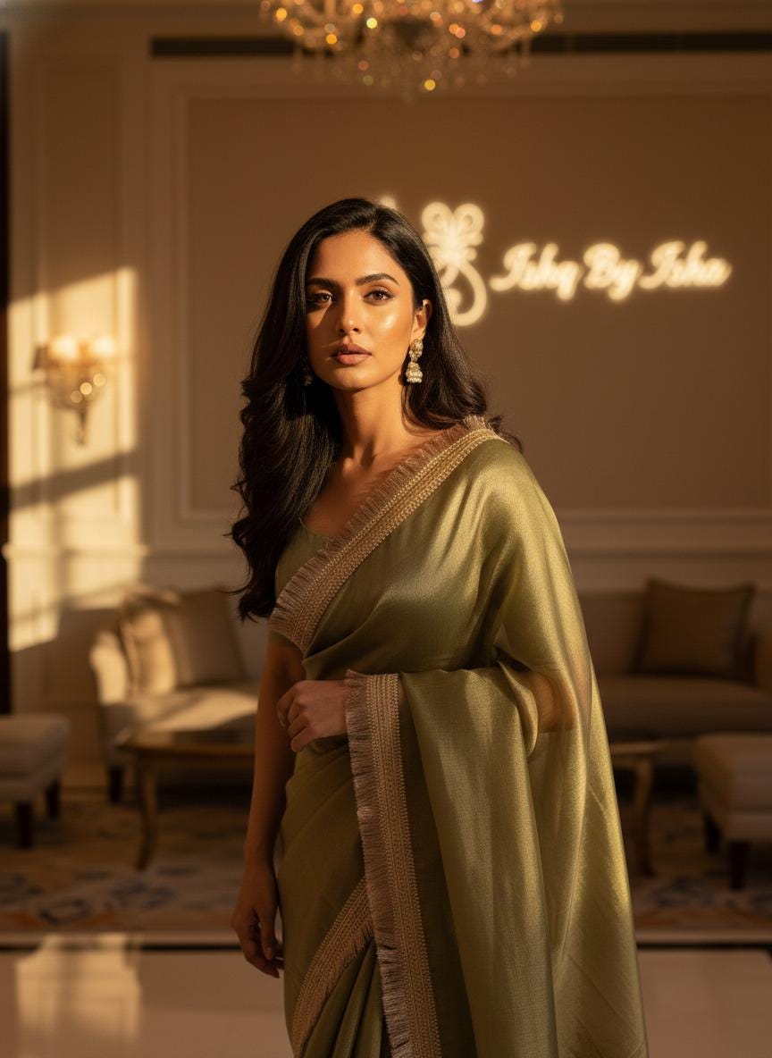 Green Tissue Banarasi Saree – Handwoven Elegance | Ishq by Isha