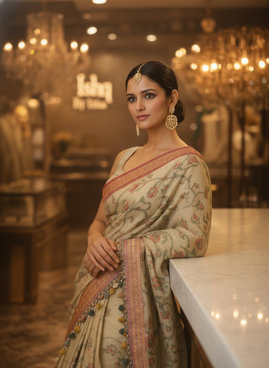 Pista green Banarasi Saree