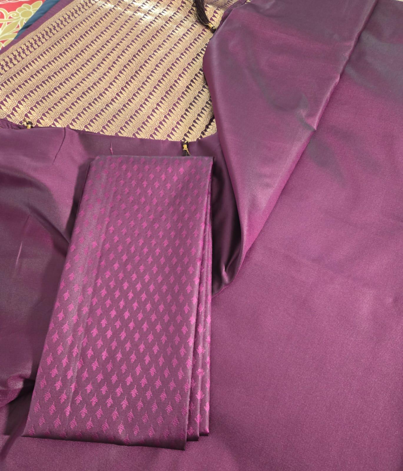 Exquisite Purple Banarasi Saree Handwoven Elegance. Fall and Pico done