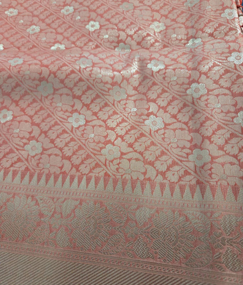 Handwoven Banarasi Saree | Orange Zari Weave, Wedding Festive Wear