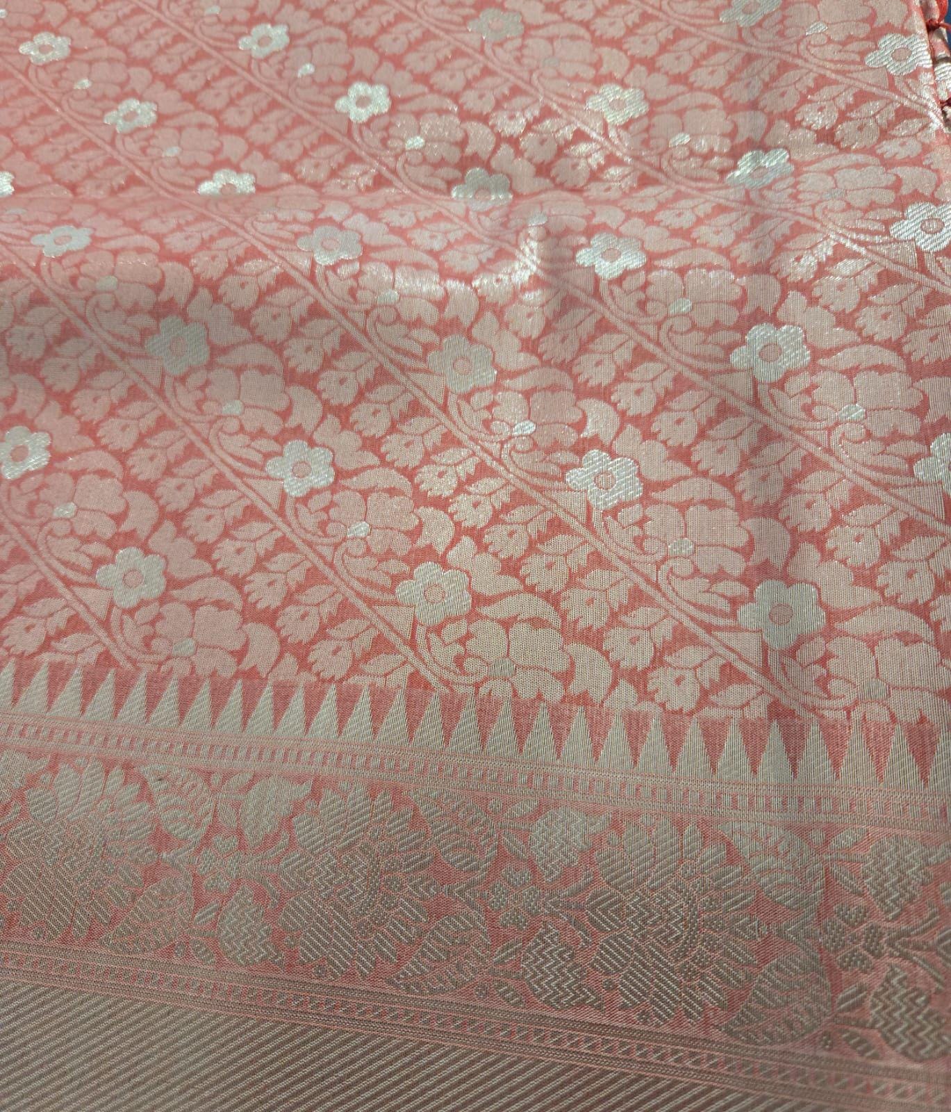 Handwoven Banarasi Saree | Orange Zari Weave, Wedding Festive Wear