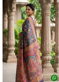 Blue Pashmina Silk Saree | Woven Traditional Indian Wedding Ethnic Wear
