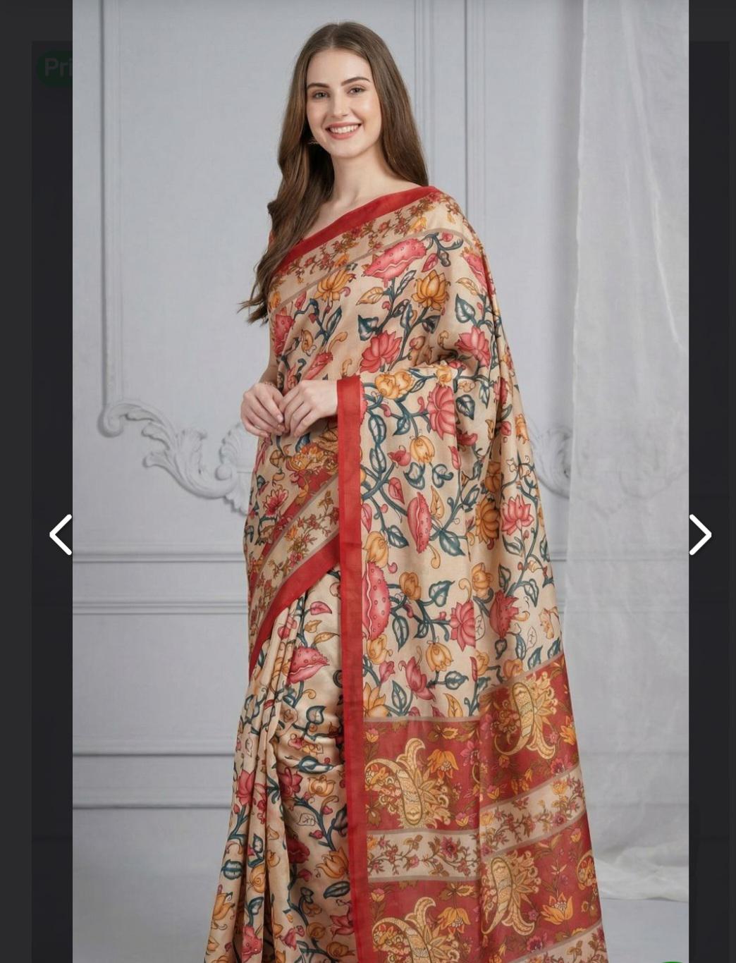 Red Kalamkari Tussar Silk Saree | Traditional Indian Festive Wear (Pico Done)