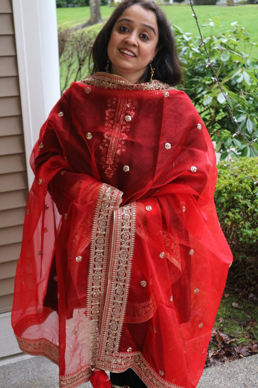 The Noor-e-Laal- Organza Dupatta