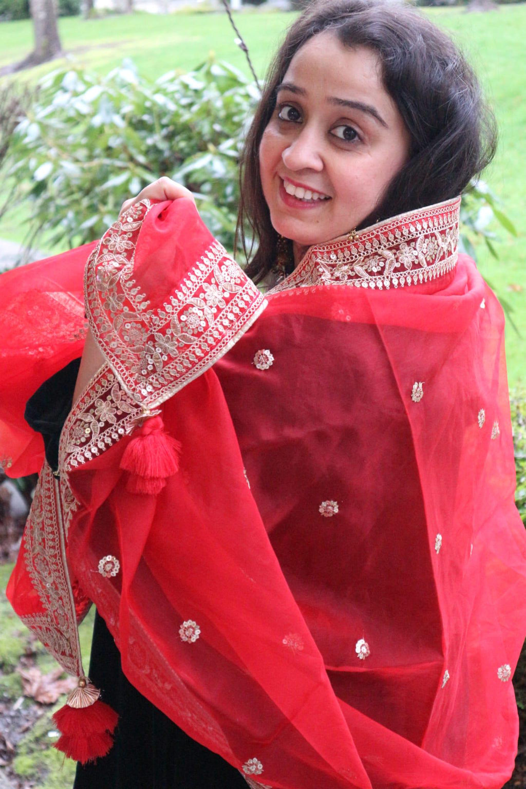 The Noor-e-Laal- Organza Dupatta