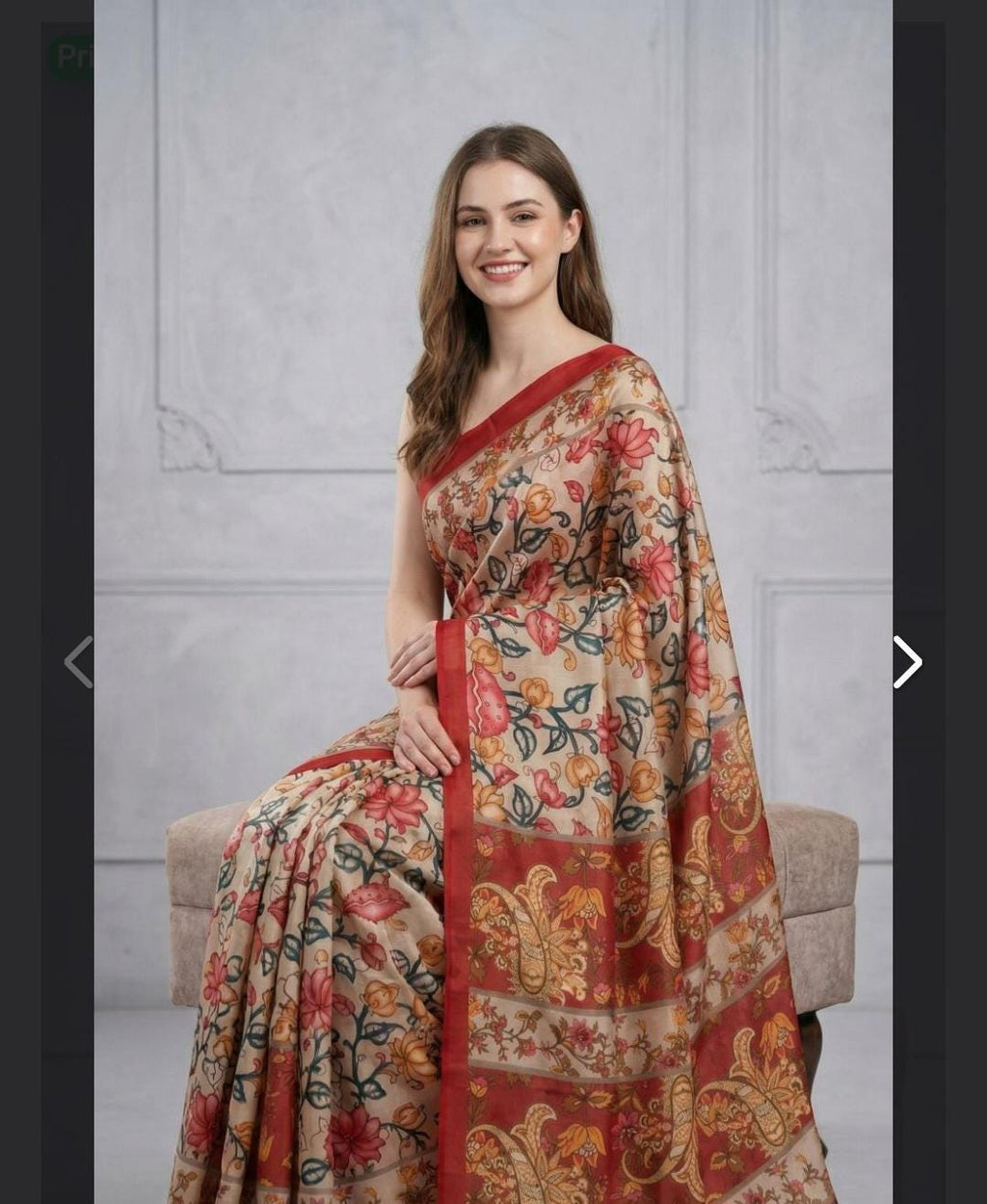 Red Kalamkari Tussar Silk Saree | Traditional Indian Festive Wear (Pico Done)