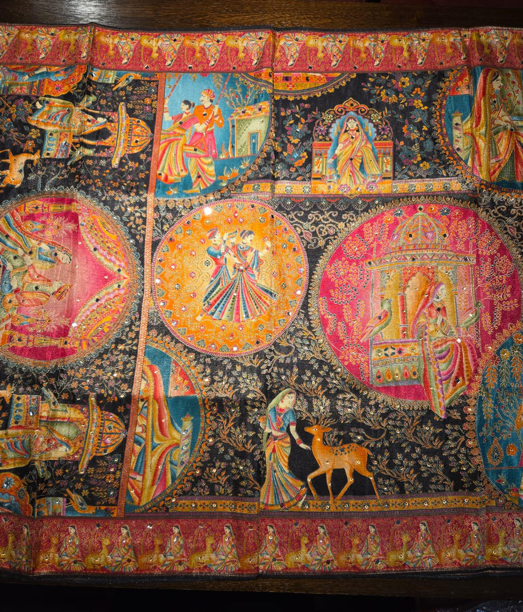 Black Mughal art dupatta