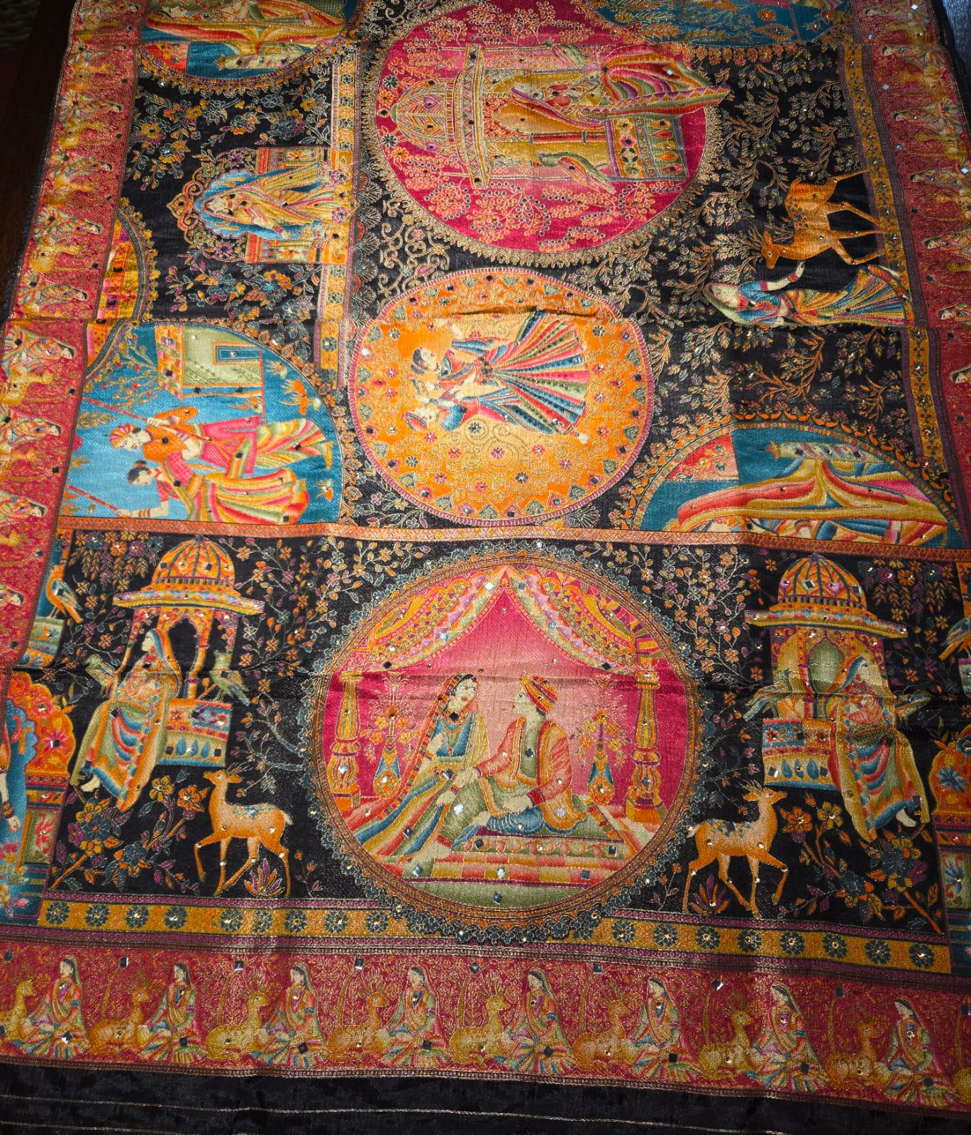 Black Mughal art dupatta