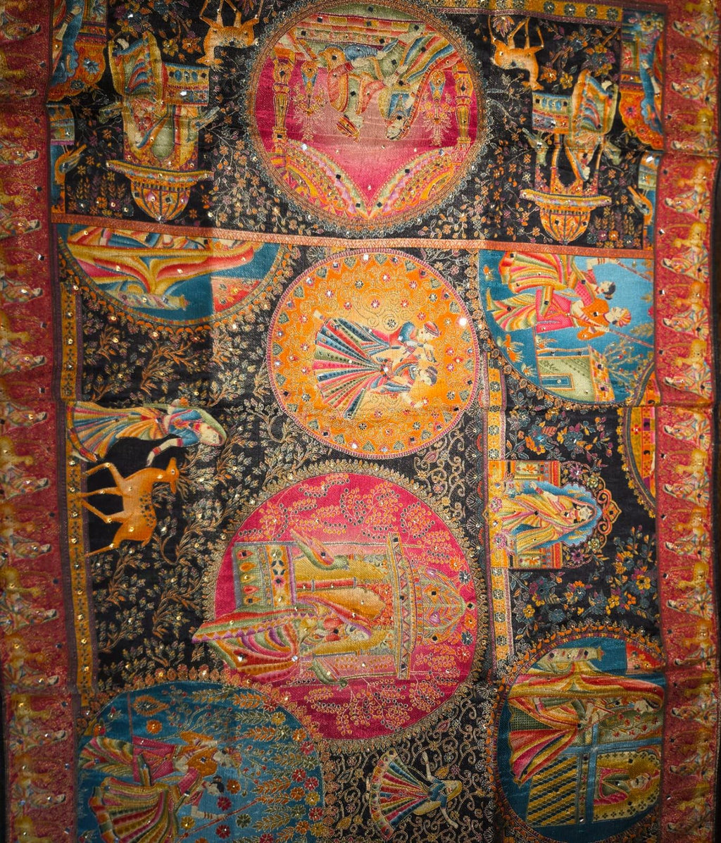 Black Mughal art dupatta