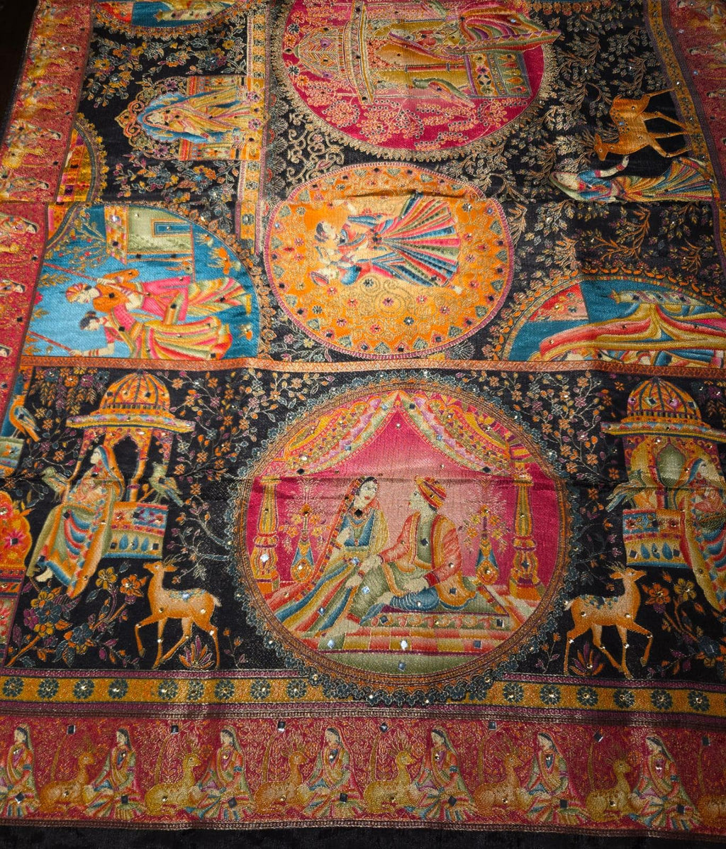 Black Mughal art dupatta