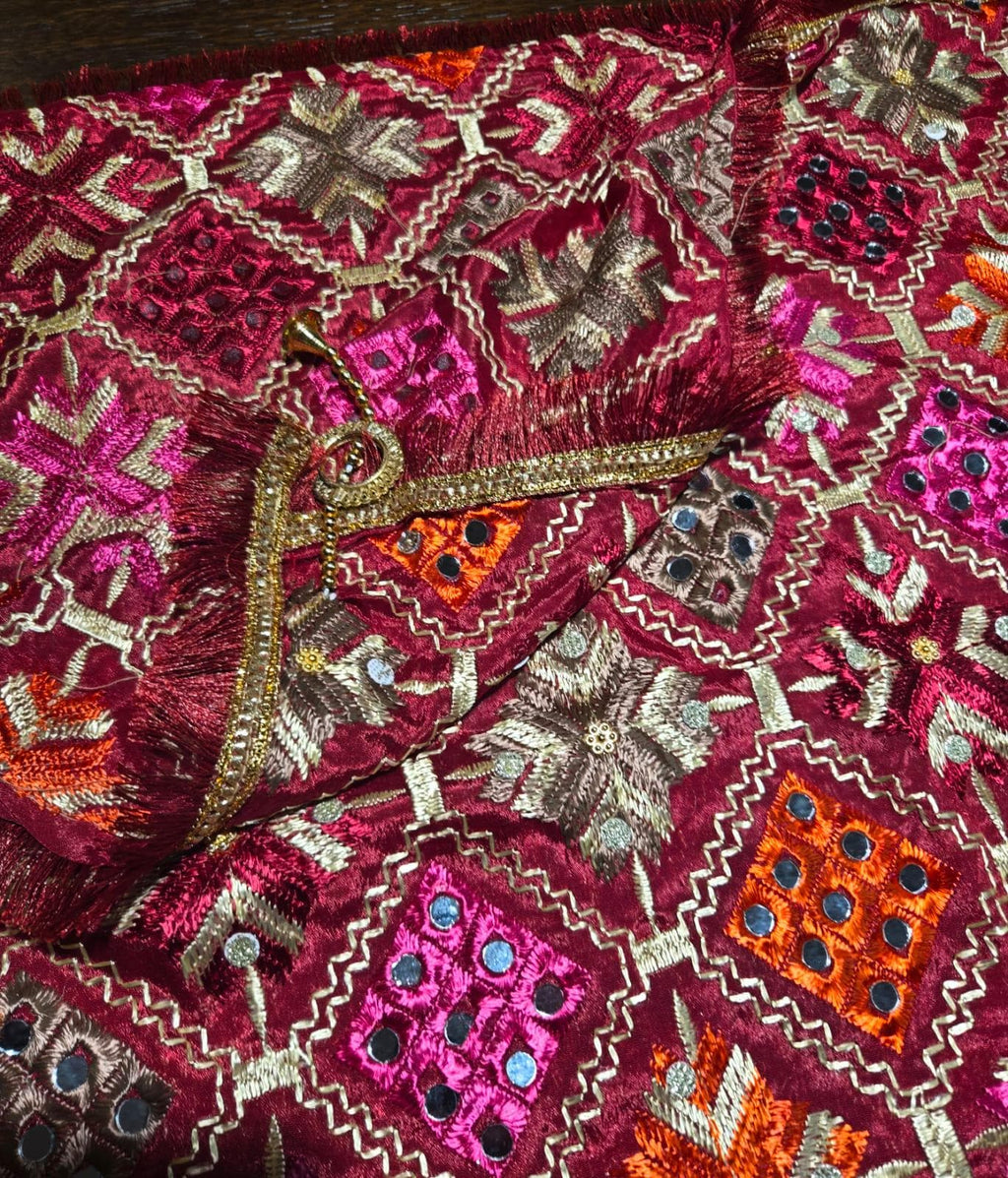 Handmade , Handwoven , Elegant vibrant & Authentic Multicolour Phulkari Dupatta / Indian Scarf. Hand embroidered