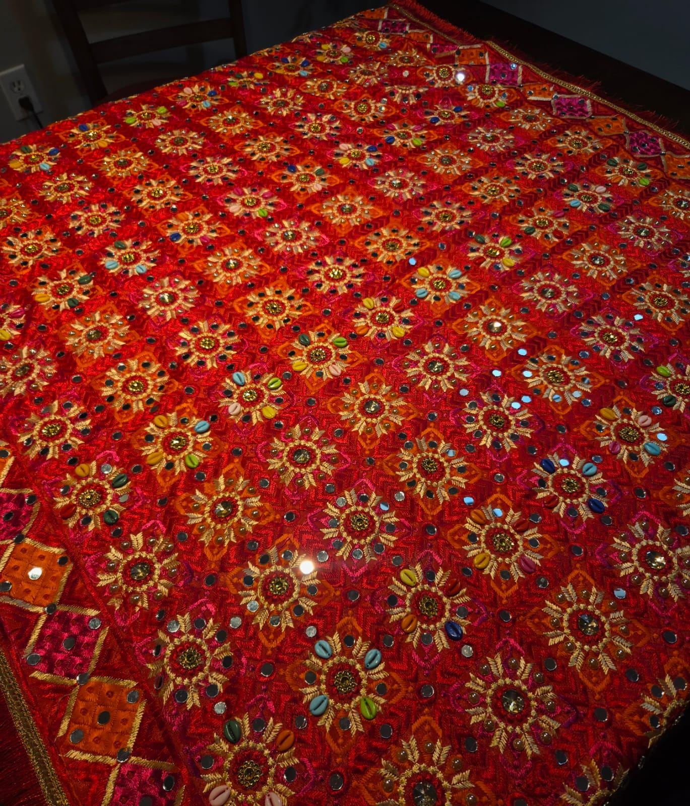 Handmade , Handwoven , Elegant vibrant & Authentic Multicolour Phulkari Dupatta / Indian Scarf. Hand embroidered