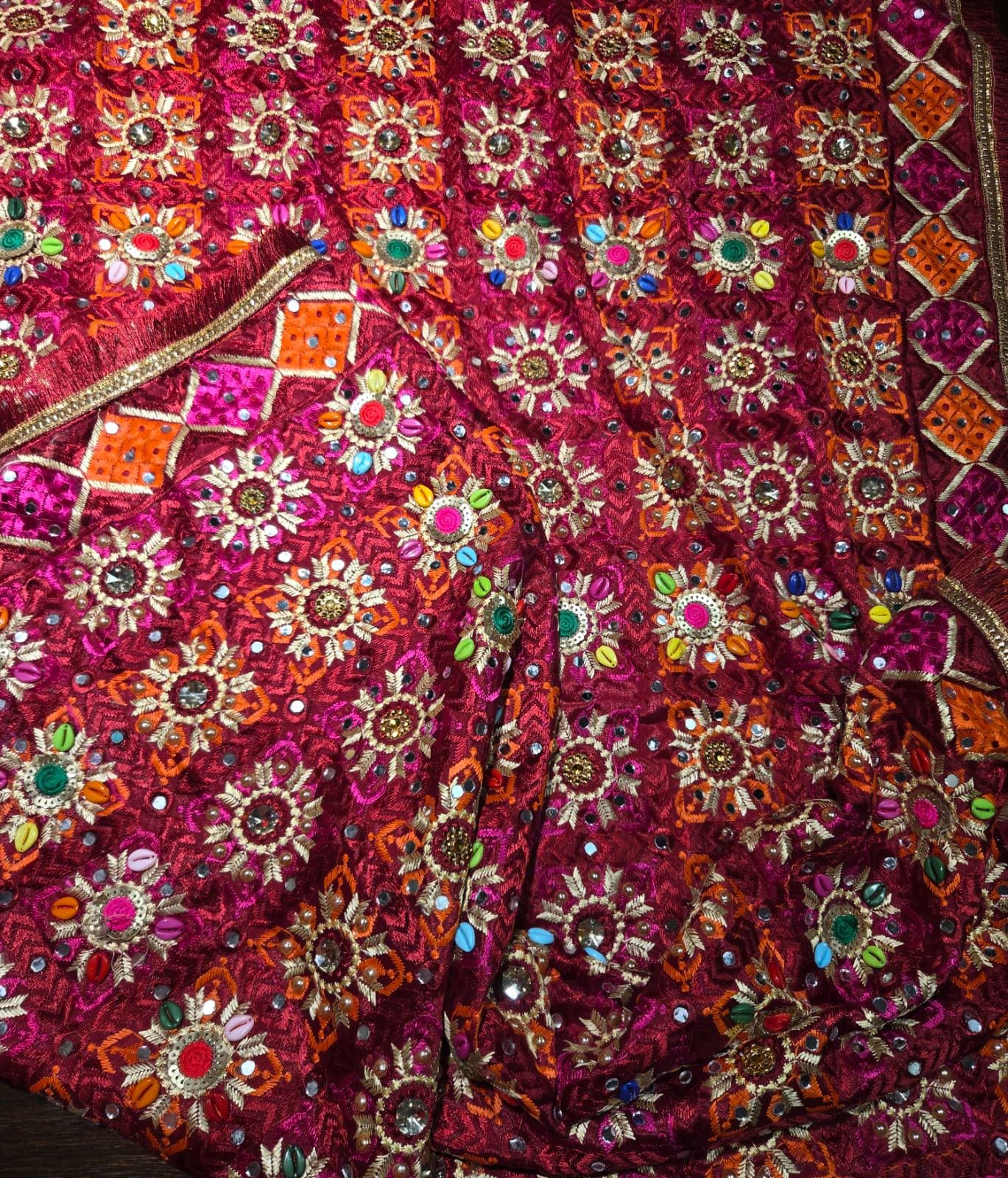 Handmade , Handwoven , Elegant vibrant & Authentic Multicolour Phulkari Dupatta / Indian Scarf. Hand embroidered