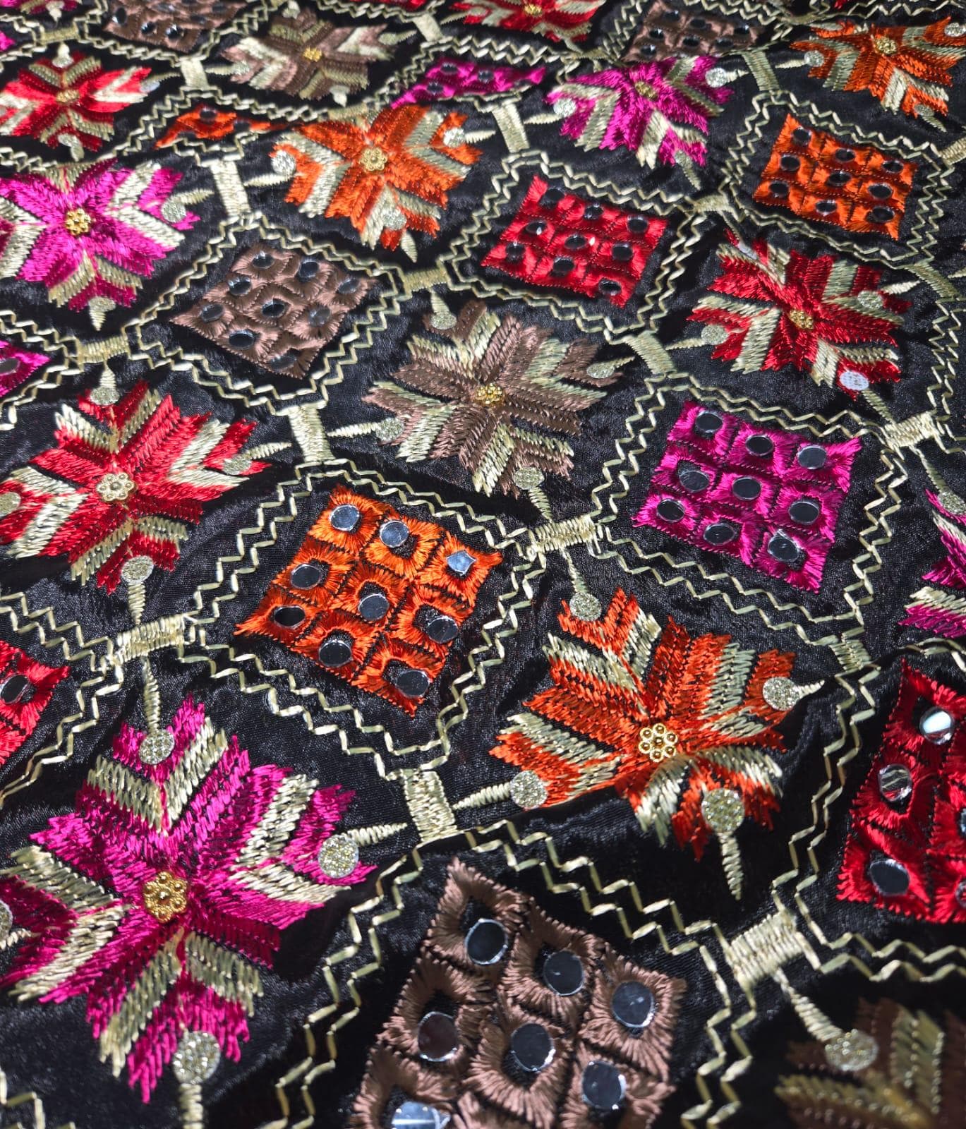 Handmade , Handwoven , Elegant vibrant & Authentic Multicolour Phulkari Dupatta / Indian Scarf. Hand embroidered