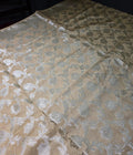 Golden Banarasi Silk Dupatta | Silver Zari Floral Weave, Indian Ethnic Wear
