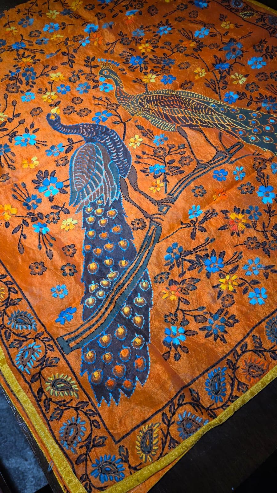 Multi colour Kantha work Dupatta with Mirror Work | Indian Ethnic Dupatta | Festive Wedding Dupatta | Traditional Indian Scarf