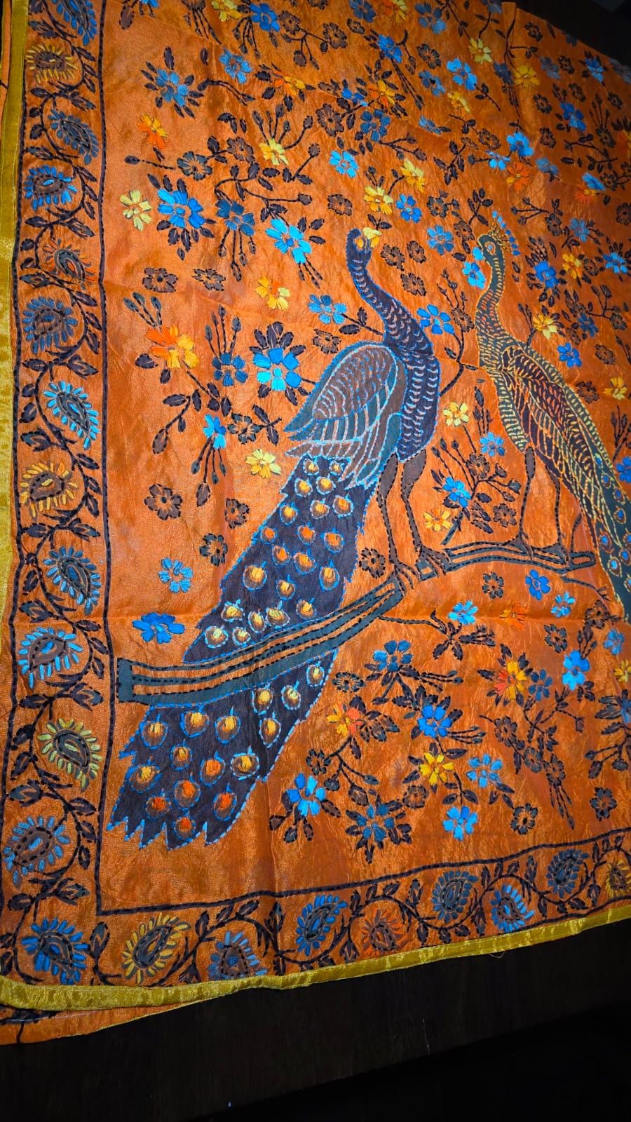 Multi colour Kantha work Dupatta with Mirror Work | Indian Ethnic Dupatta | Festive Wedding Dupatta | Traditional Indian Scarf