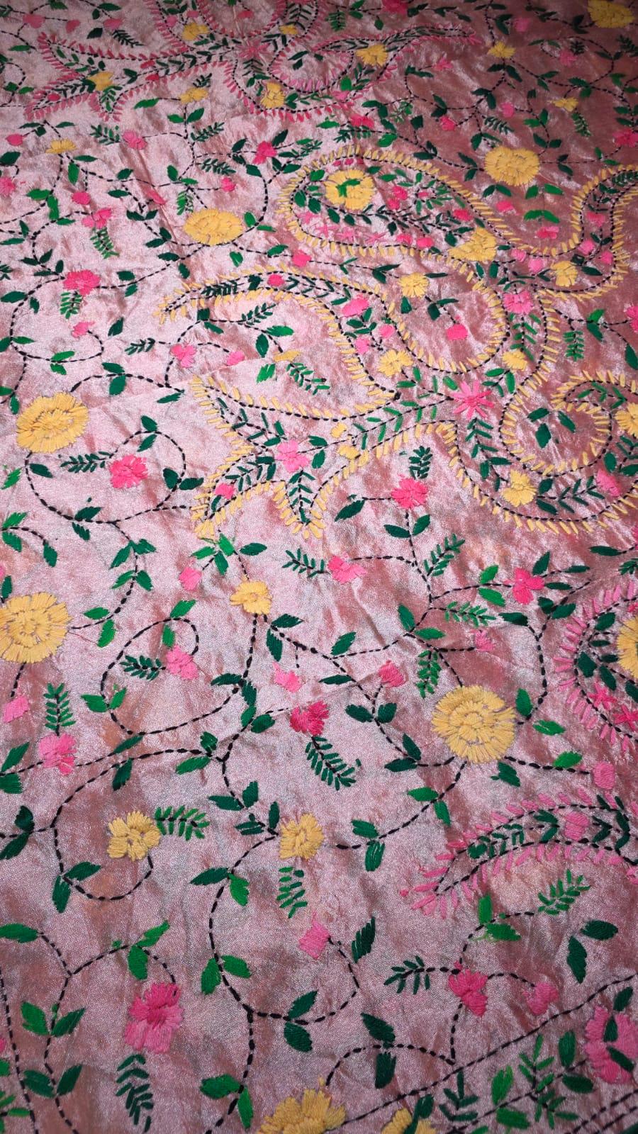 Multi colour Kantha work Dupatta with Mirror Work | Indian Ethnic Dupatta | Festive Wedding Dupatta | Traditional Indian Scarf