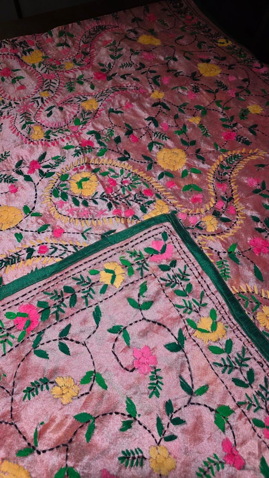 Multi colour Kantha work Dupatta with Mirror Work | Indian Ethnic Dupatta | Festive Wedding Dupatta | Traditional Indian Scarf