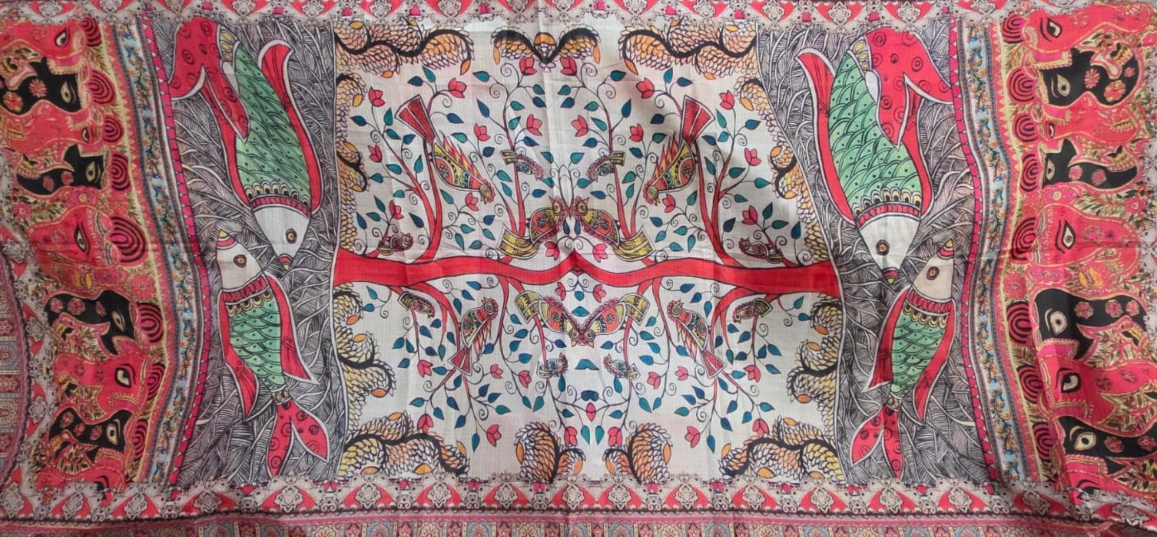 Madhubani Confluence - Art Silk Dupatta