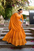 Chanderi Silk Lehenga Choli Set with Dupatta | Indian Wedding Outfit | Elegant Mehendi Sangeet Dress