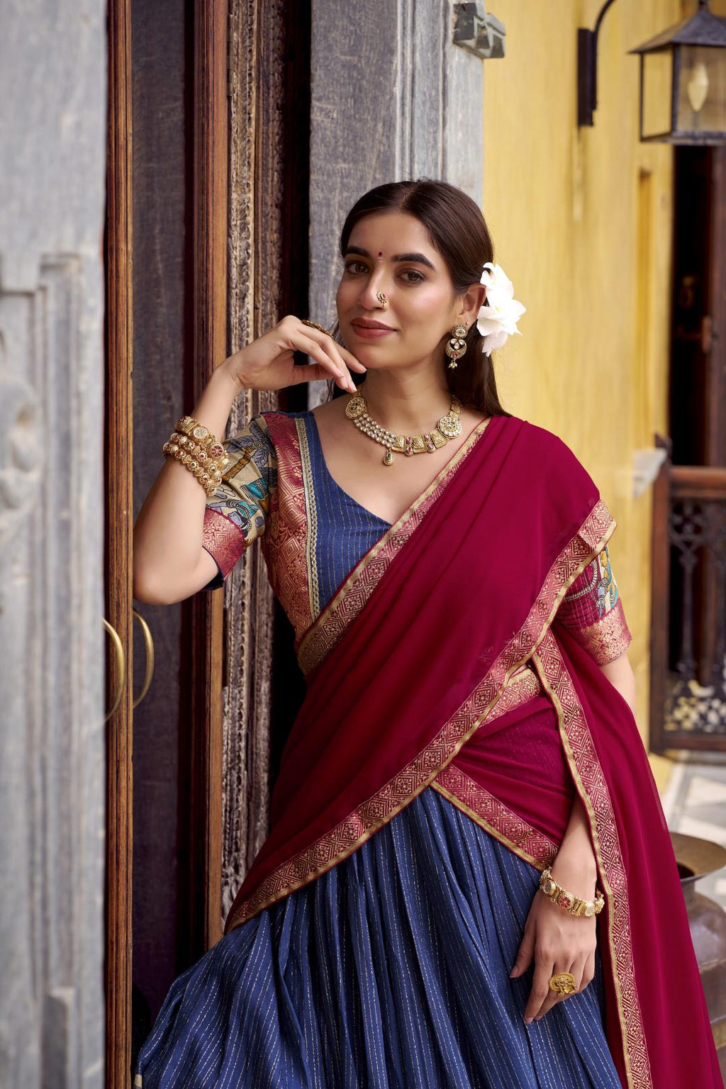 Kalamkari Lehenga Choli Set | Indian Wedding Outfit, Mehendi Sangeet Dress