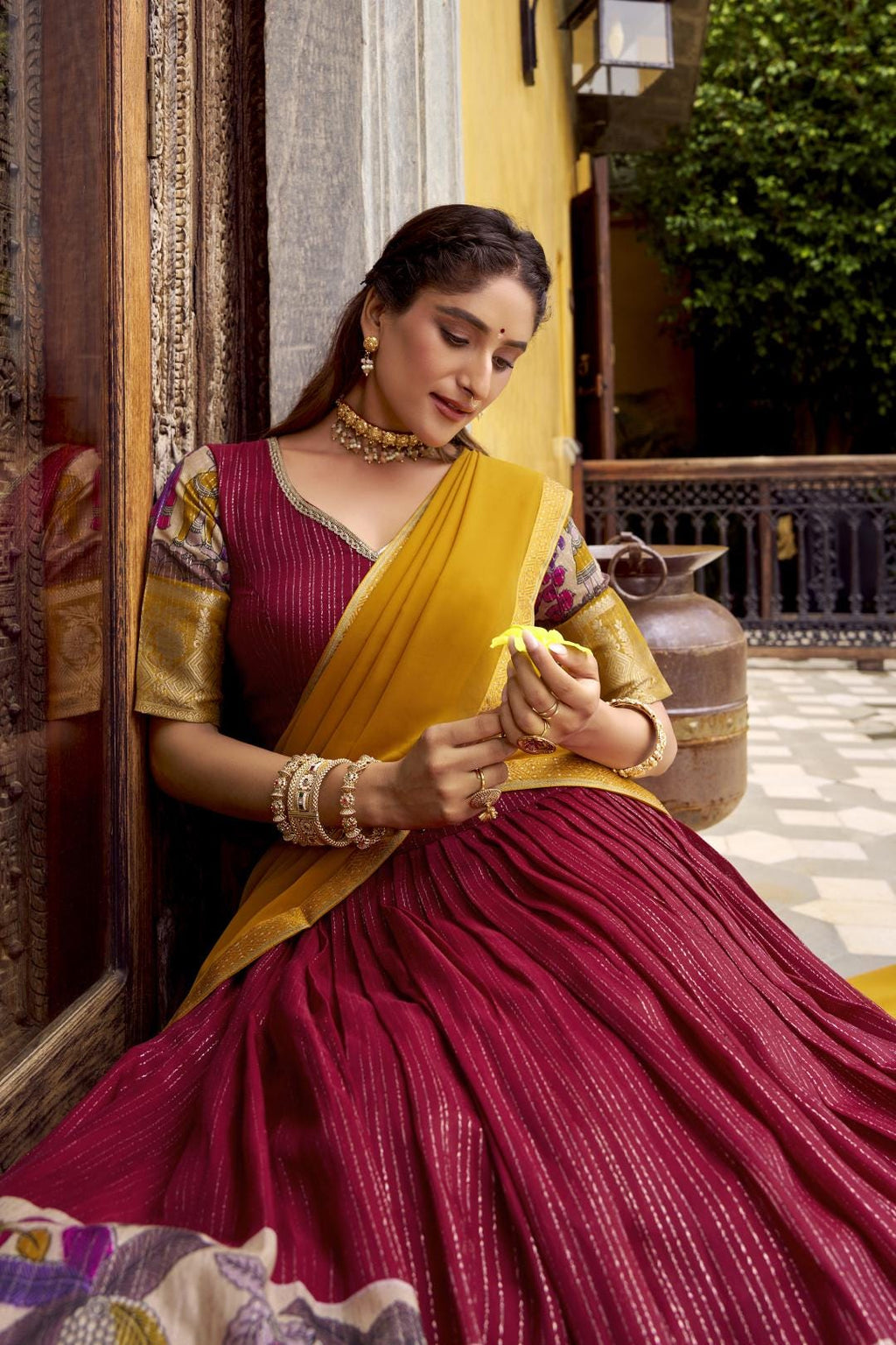 Kalamkari Lehenga Choli Set | Indian Wedding Outfit, Mehendi Sangeet Dress