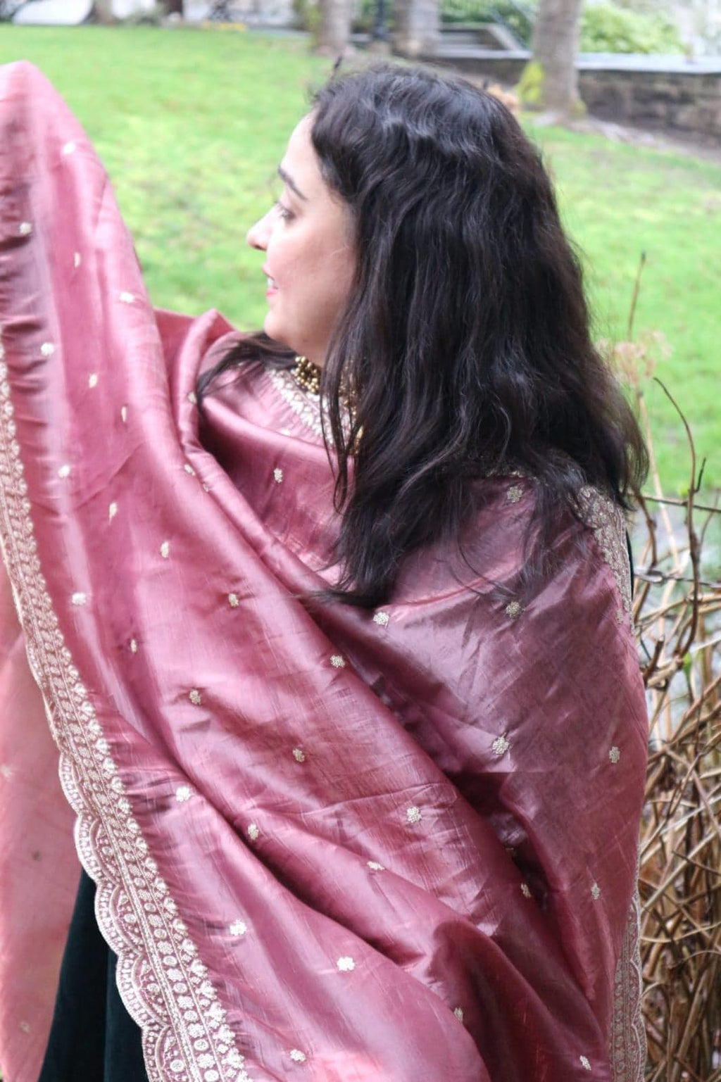 Rust colour Organza Dupatta