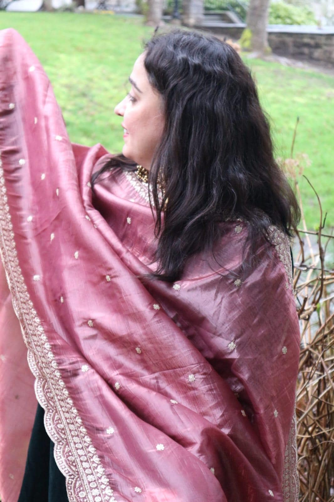 Rust colour Organza Dupatta