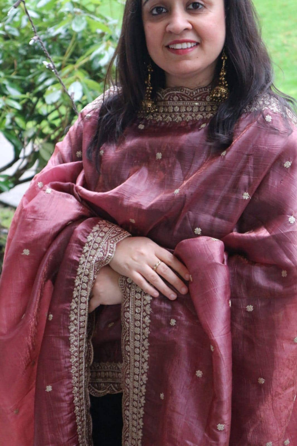 Rust colour Organza Dupatta