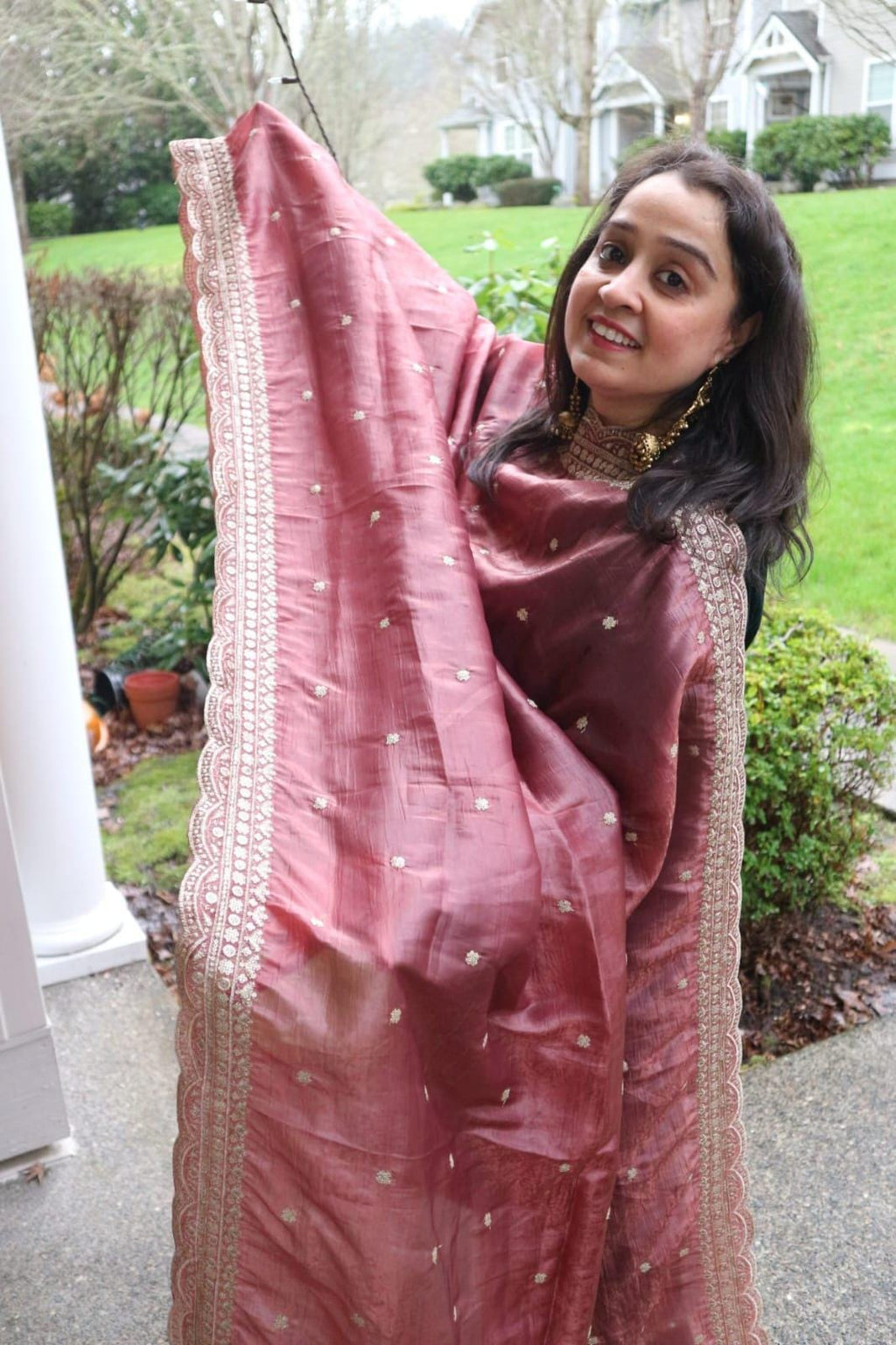 Rust colour Organza Dupatta