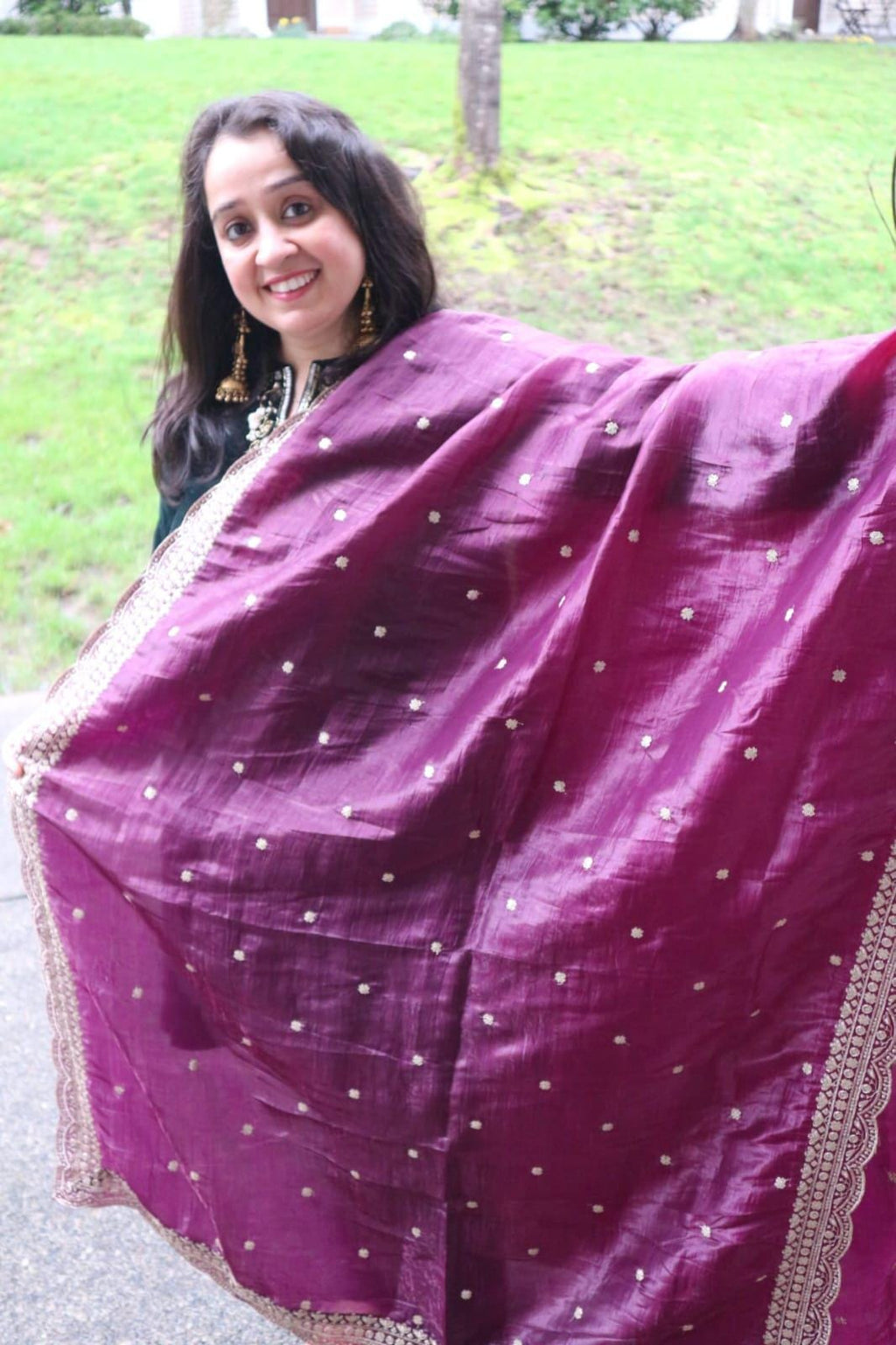Purple colour Organza Dupatta