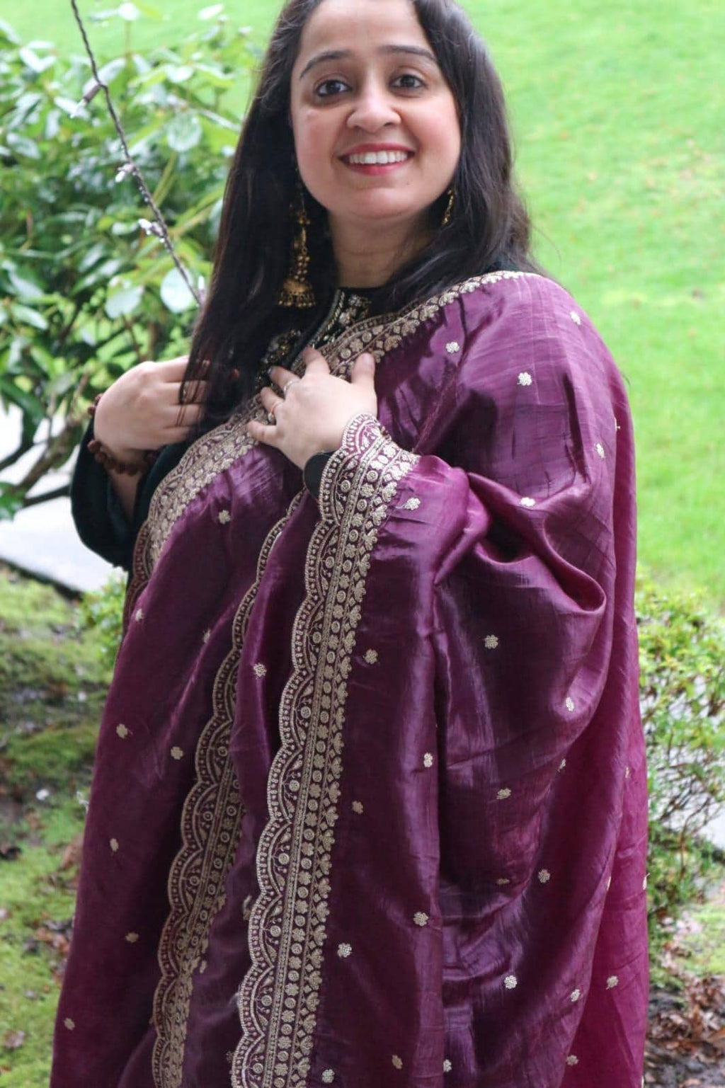 Purple colour Organza Dupatta