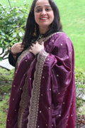 Purple colour Organza Dupatta