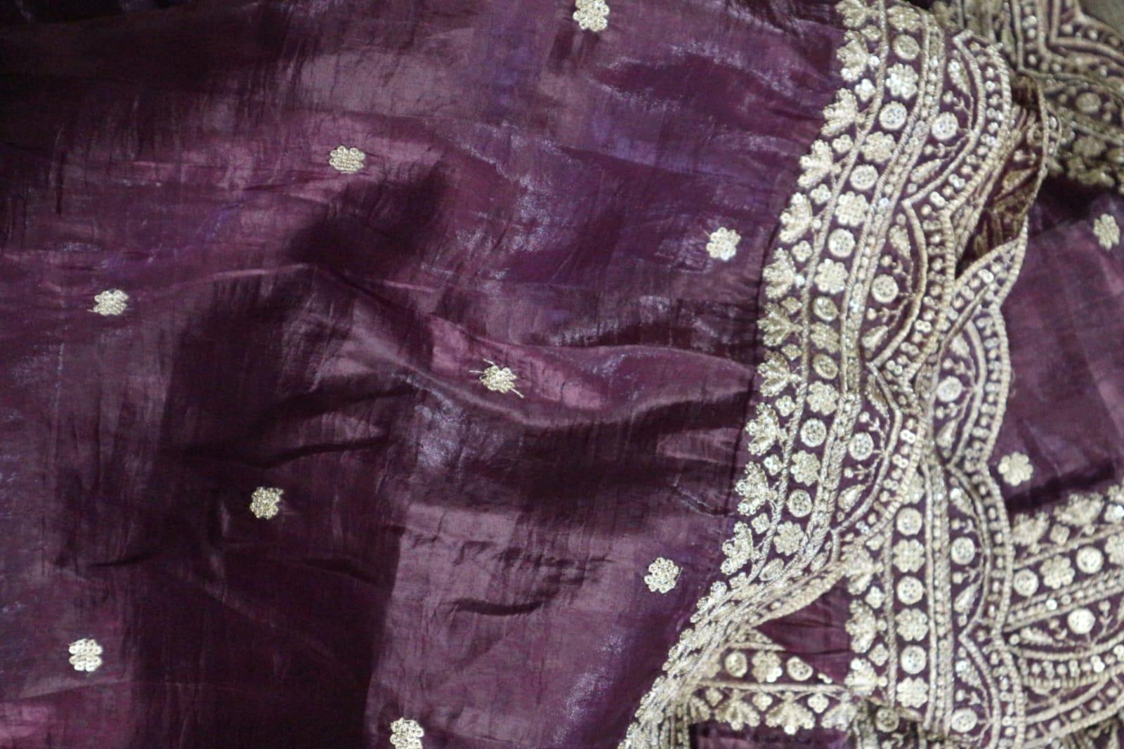 Purple colour Organza Dupatta