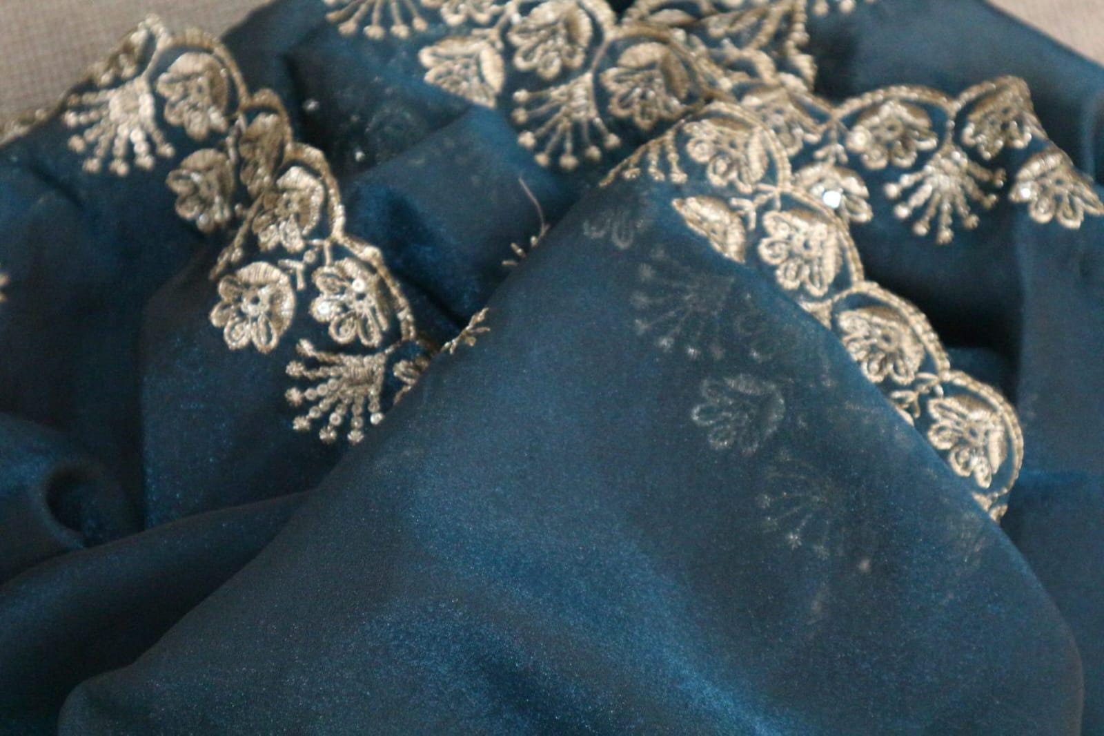 Turquoise colour shimmer Organza Dupatta