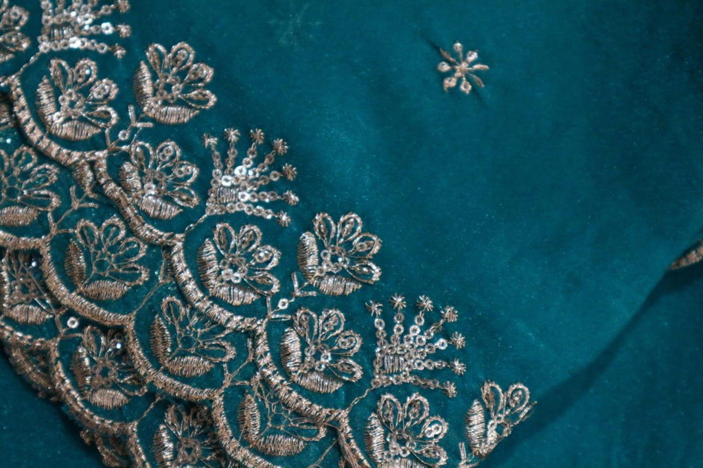 Turquoise colour shimmer Organza Dupatta