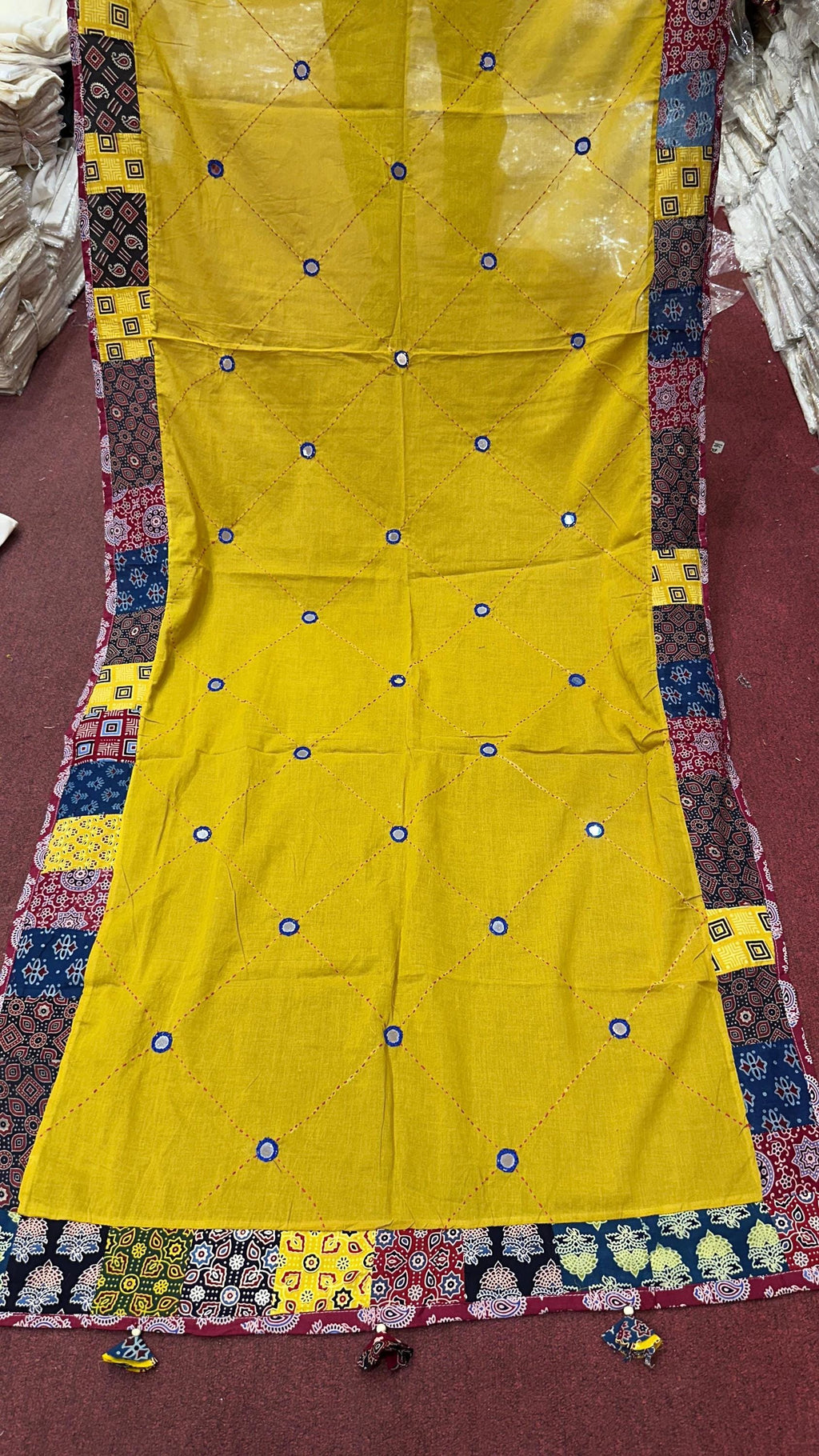 Handcrafted Cotton Ajrak Patchwork Dupatta | Ethnic Dupatta with Hand Block Motifs | Boho Indian Dupatta | Ishq by Isha
