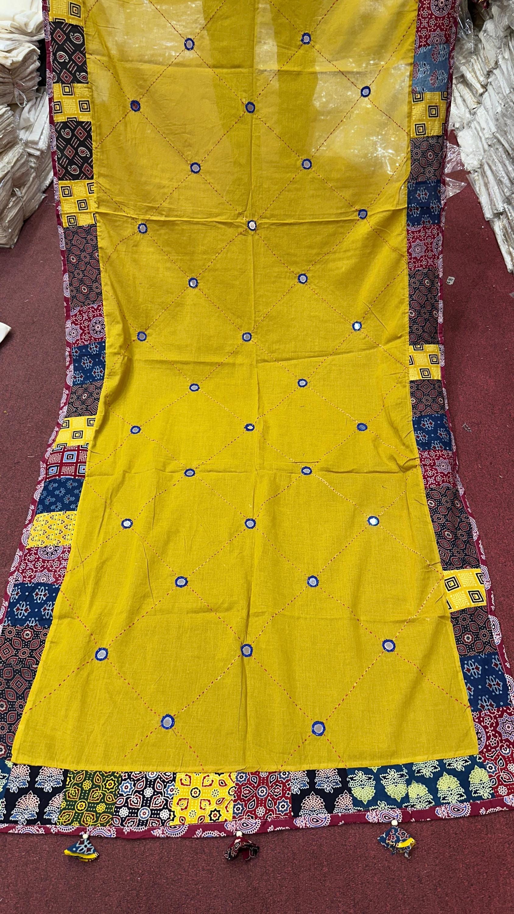 Handcrafted Cotton Ajrak Patchwork Dupatta | Ethnic Dupatta with Hand Block Motifs | Boho Indian Dupatta | Ishq by Isha