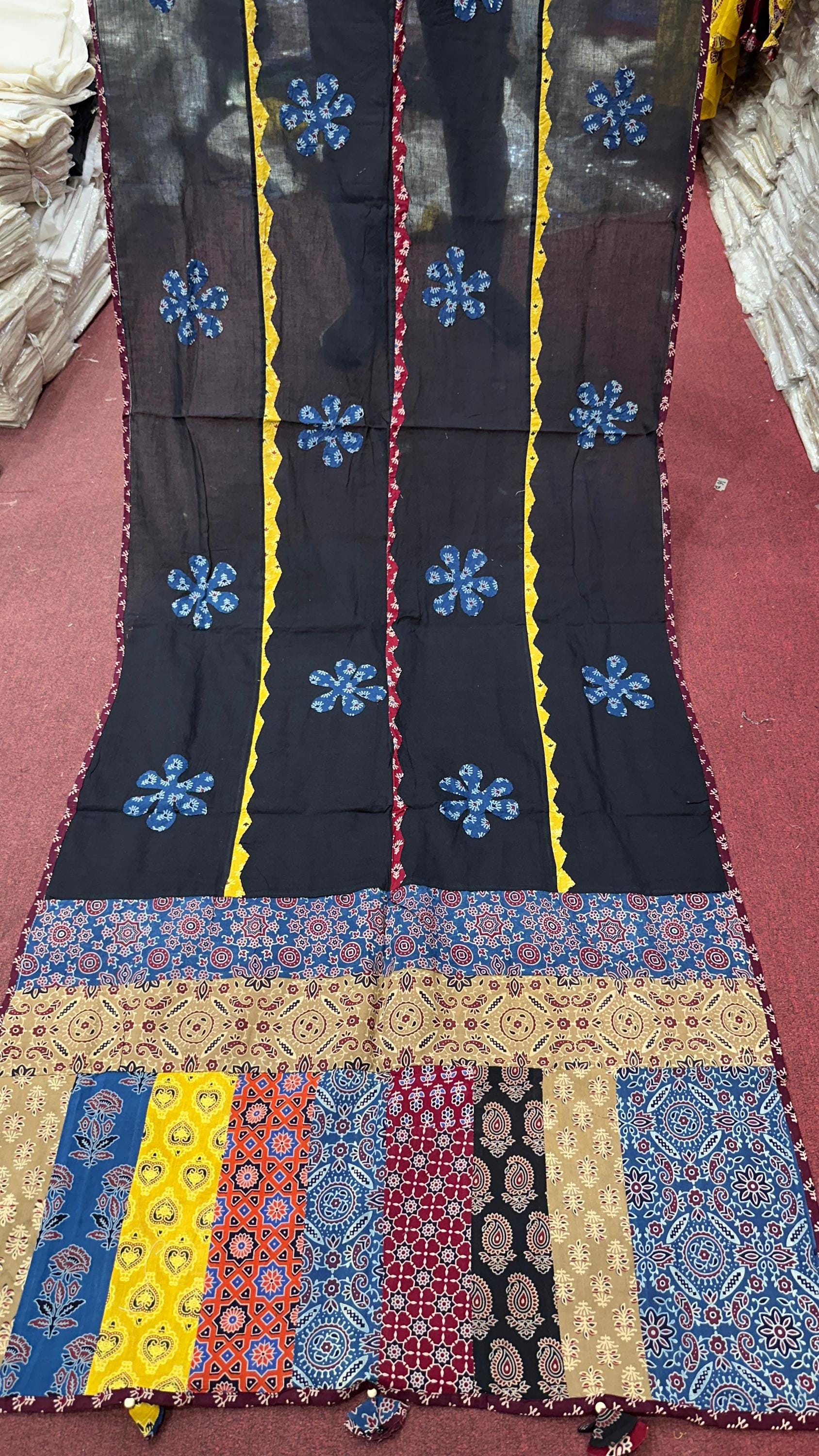 Handcrafted Cotton Ajrak Patchwork Dupatta | Ethnic Dupatta with Hand Block Motifs | Boho Indian Dupatta | Ishq by Isha