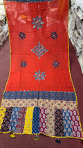 Handcrafted Cotton Ajrak Patchwork Dupatta | Ethnic Dupatta with Hand Block Motifs | Boho Indian Dupatta | Ishq by Isha