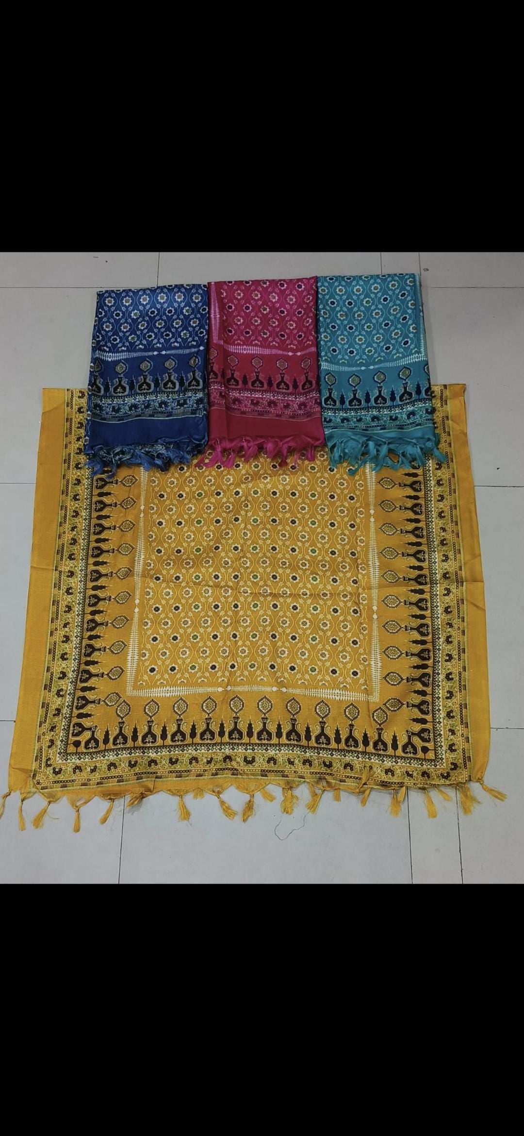 Indian Cotton Elephant Print Dupatta | Ethnic Boho Scarf with Tassels | Festival Dupatta | Block Print Style Scarf | Ishq by Ish