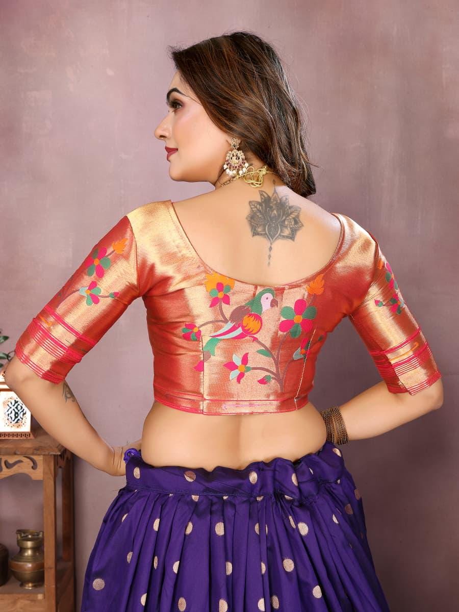 Jacquard paithani silk lehenga with zari weaving work | Indian Wedding Outfit, Mehendi Sangeet Dress