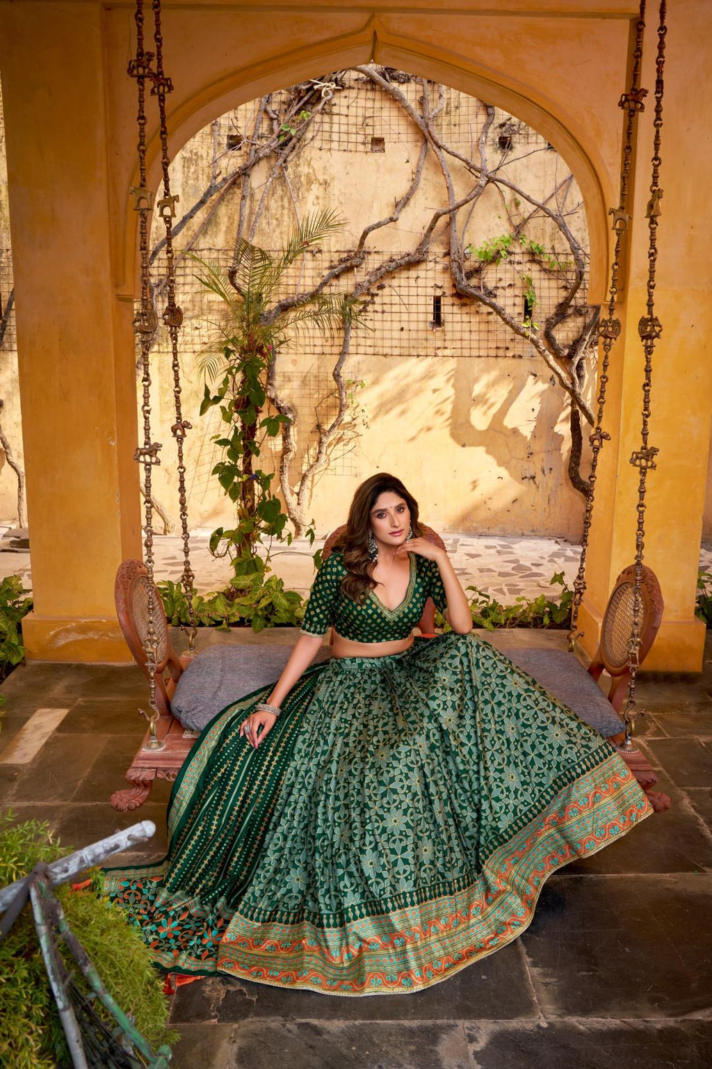 Soft tussar silk lehenga with gotta Patti Lace Border Dupatta | Indian Wedding Outfit, Mehendi Sangeet Dress