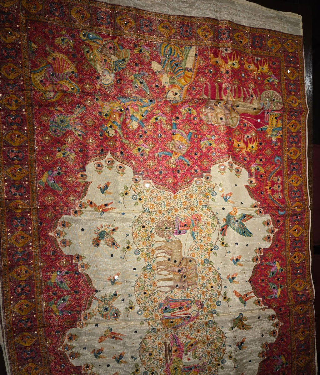 Beige Mughal art dupatta