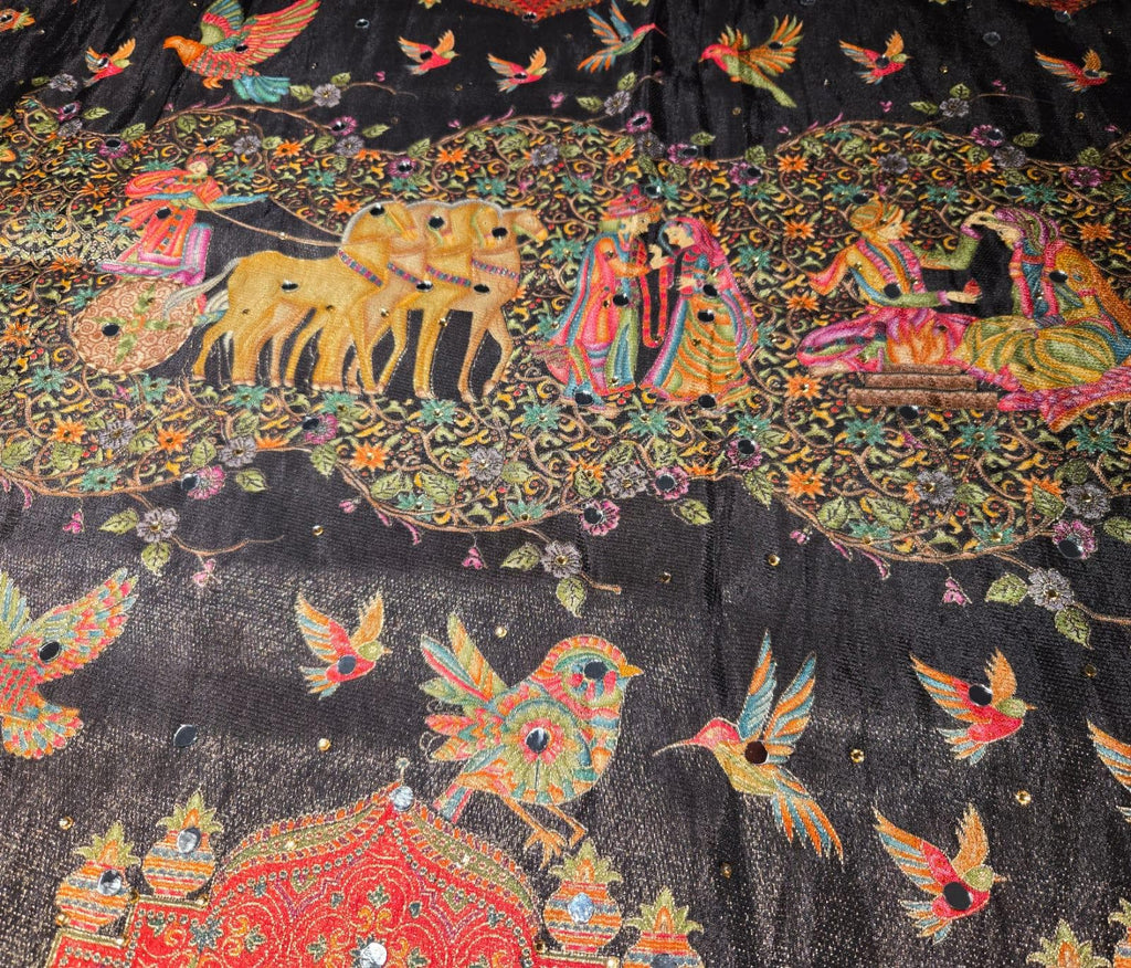 Black Mughal art dupatta