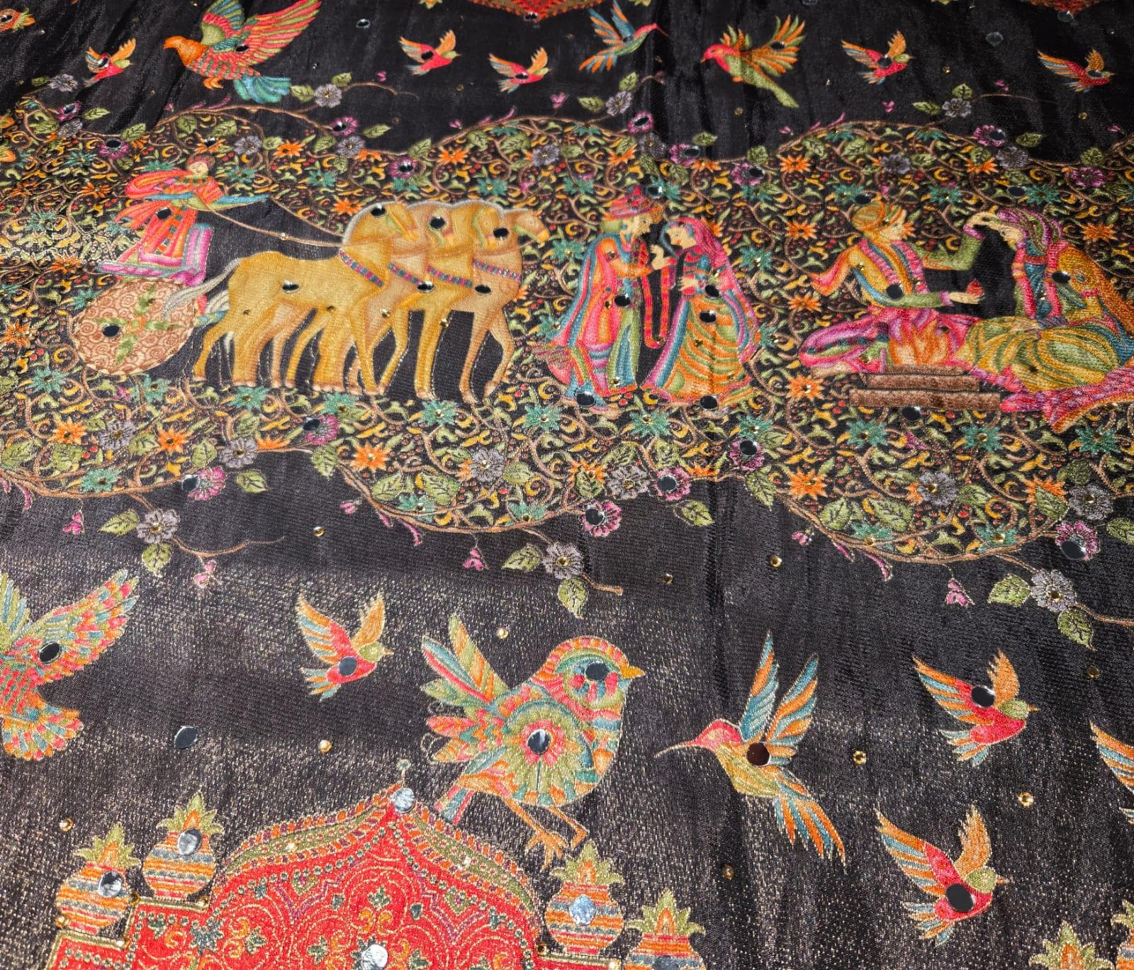 Black Mughal art dupatta