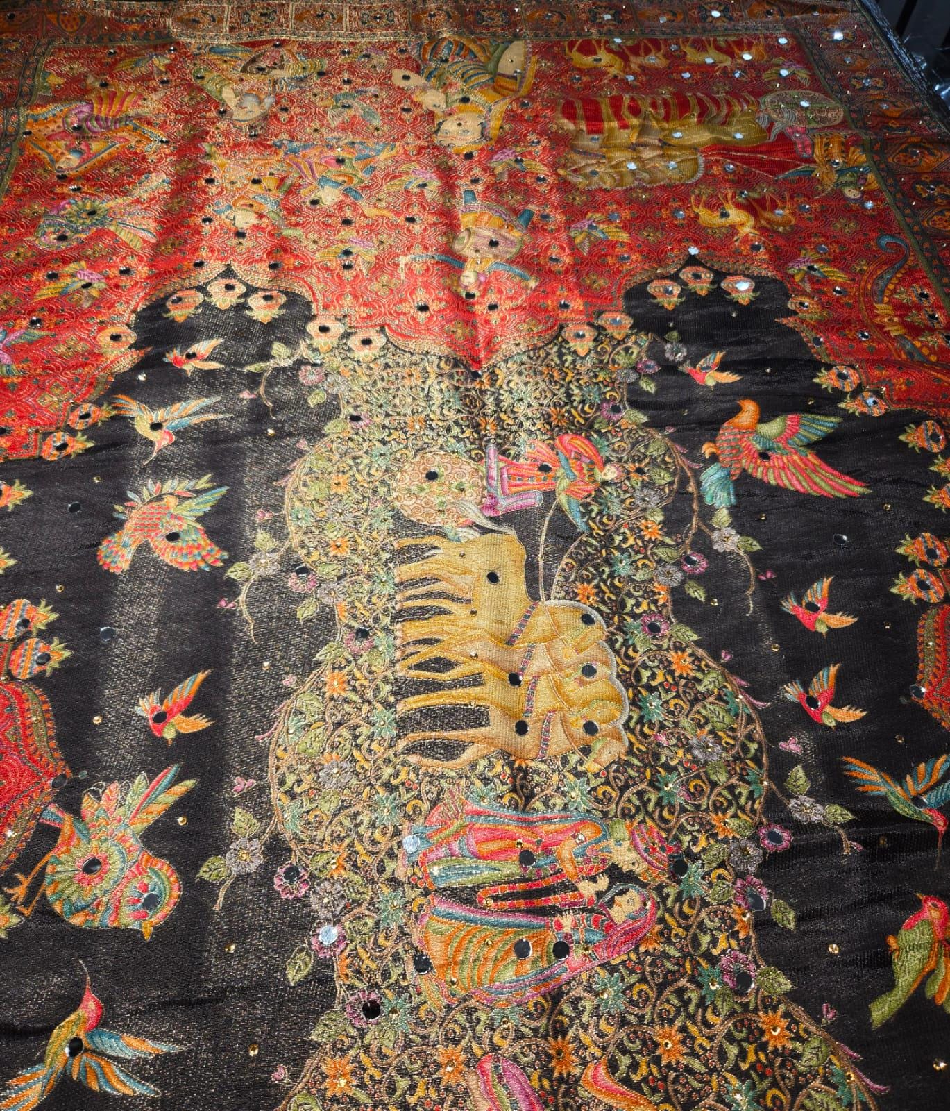 Black Mughal art dupatta