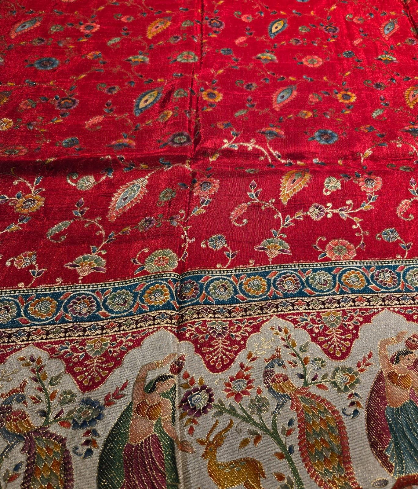Red Mughal art dupatta